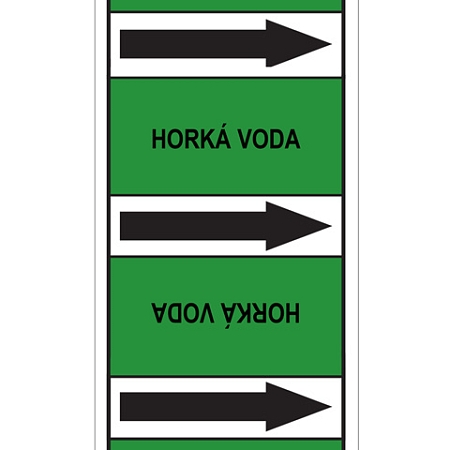 Značení potrubí, horká voda